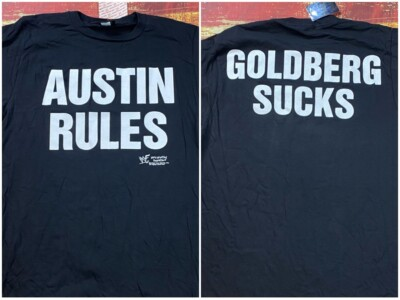 #ad Vtg WWF Wrestling T Shirt Stone Cold Steve AUSTIN Goldberg SUCKS Mens L NWT $99.00