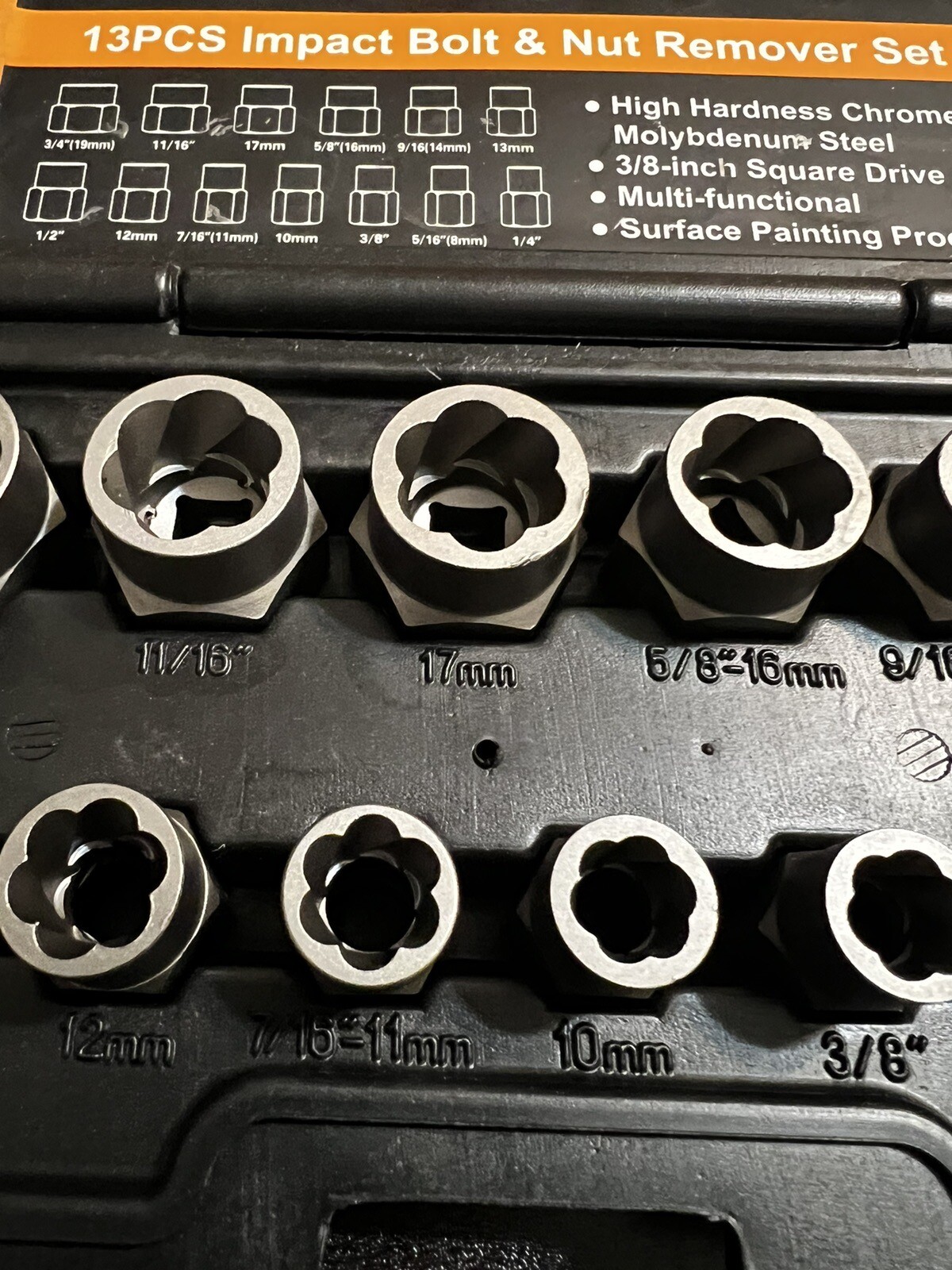 REXBETI Impact Bolt & Nut Remover Set, 13 Pieces Bolt Extractor Tool