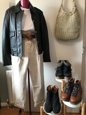 Each X Other Black Thick Soft Leather Jacket With Flap Pockets L Uk 12-14 £780