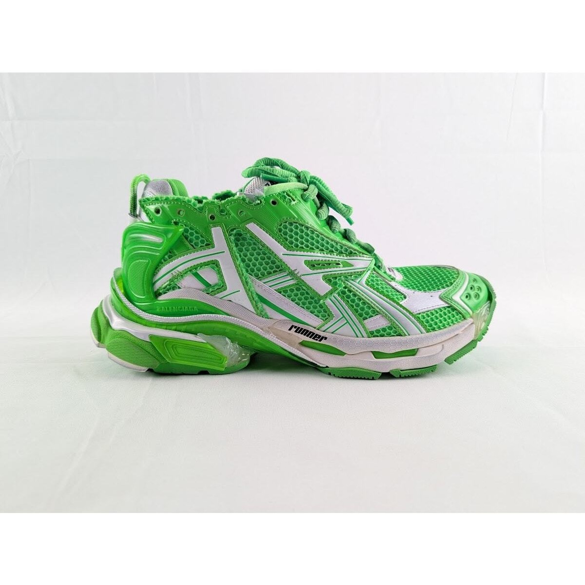 【BALENCIAGA】ランナーラバー&メッシュ60mmスニーカー Balenciaga Upper Mesh Rubber Runner in Fluo Green/White BNWB