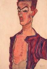 Self Portrait Grimacing, Egon Schiele, Art Print Poster 14" x 11"      2484