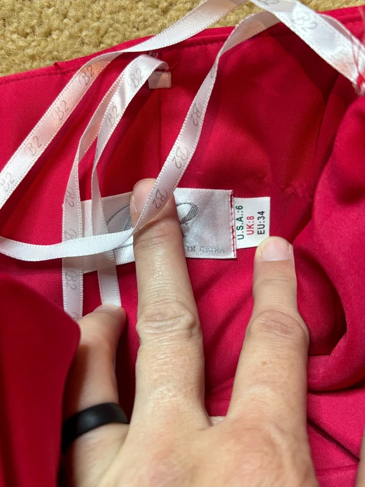 Vestido de fiesta sin tirantes rojo línea A cintura imperio novia maxi formal graduación 6 Foto 4 de 4