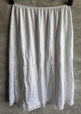 Vintage 1980s Deena White Lace Nylon Half Slip Skirt Size L USA Made