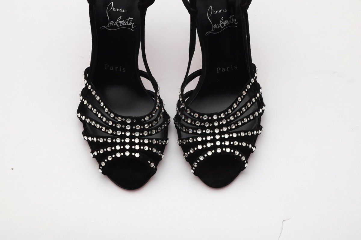 Christian Louboutin Vegastrassima 100 Crystal Heel Sandals Size 38
