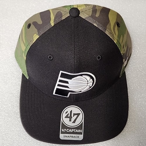 '47 Bramble Indiana Pacers Captain Snapback Hat - Black Camo One-Size Uni-Sex - Picture 2 of 4