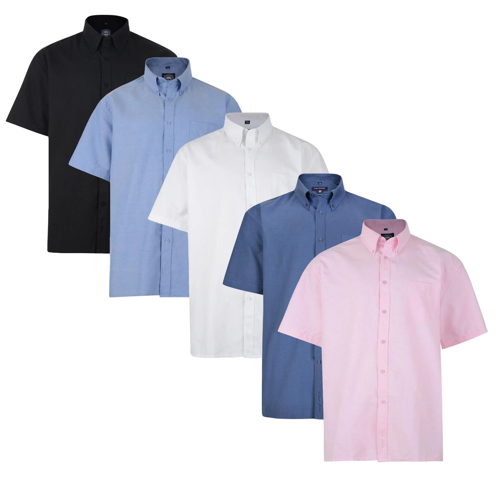 KAM Men's Short Sleeve Oxford Weave Shirt - Classic Style, Sizes 2XL to 8XL
