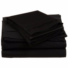1000 TC EGYPTIAN COTTON 3PC DUVET SET BLACK SOLID RV/King/Cal/Twin/Full/Queen