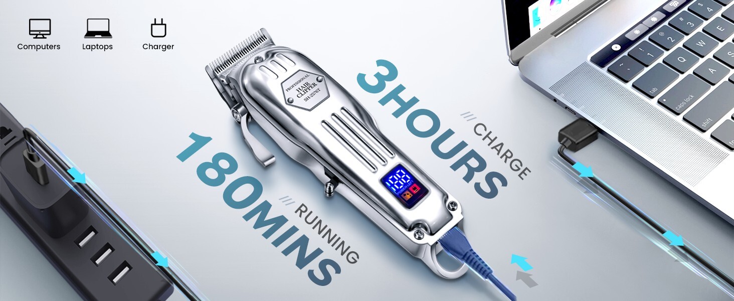 KIKIDO Cordless Hair Clippers Trimmer Professional Beard Cutting