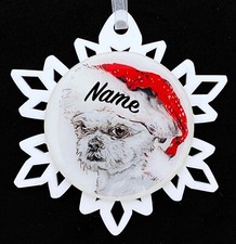 Santa Shih Tzu Dog Christmas Ornament - Free Personalization