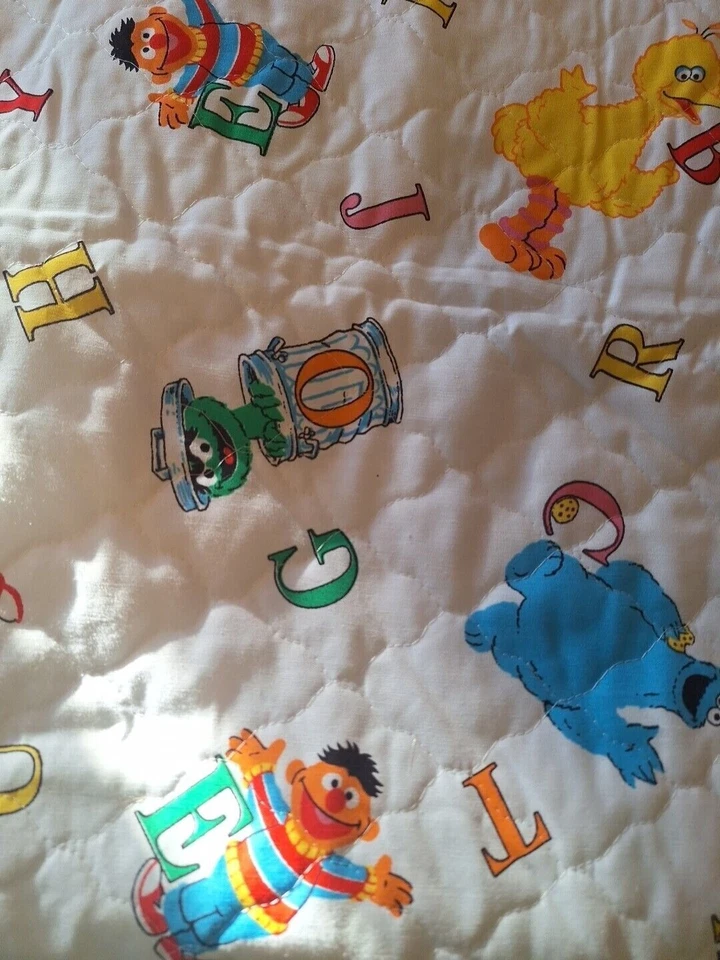3 Yards Vintage Quilted Sesame Street Comforter Fabric 110"x45" Alphabet Letters - Image 4 of 4