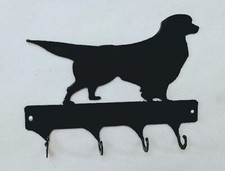 Golden Retriever 4 Hook Leash or Key Holder Black Wrought Iron Look Made in USA