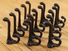15 Cast Iron Black School Style Coat Hooks Hat Hook Hall Tree Restoration 3 1/4