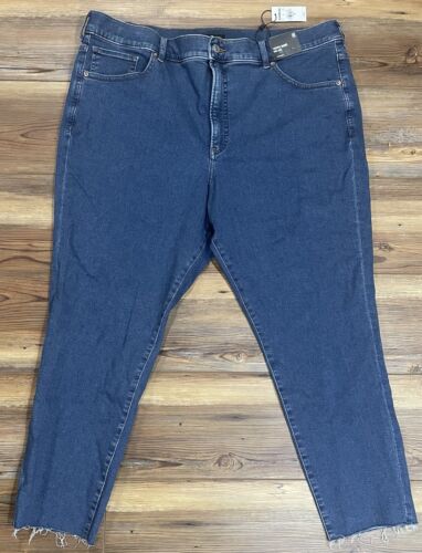 NEW EXPRESS Denim Blue Jeans Cropped Skinny High Rise Raw Hem Women Size 18 NWT