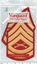 USMC Marines Gunnery Sergeant GUNNY GySgt E7 Chevrons PATCH pr gld/red for Blues