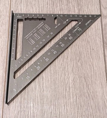 7 ZOLL SCHWARZ DACH Vierkant GESCHWINDIGKEIT ALUMINIUM SPARREN WINKEL MESSEN DREIECK FÜHRUNGSWERKZEUG