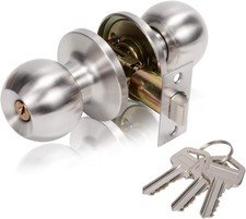 Round Door Knob with Lock Handle Lever Lockset Entry Privacy Passage Internal UK