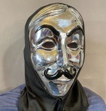Oil Slick Costume - Mask Only - Shiny Metallic Hooded Face Vendetta NEW