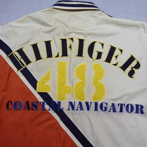 Vintage Tommy Hilfiger Shirt Mens Large Navy Coastal Navigator 48 Nautical 90s image 11