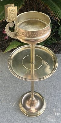 Antique Edwardian Art Nouveau Brass Floor Smoking Stand Ashtray Beldray England