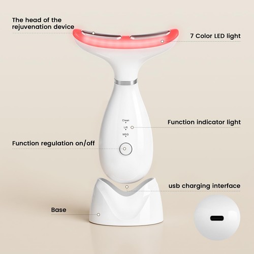 Neck Face Lifting Massager Skin Tighten Device LED and Anti Wrinkle Double Chin+ - Picture 6 of 6