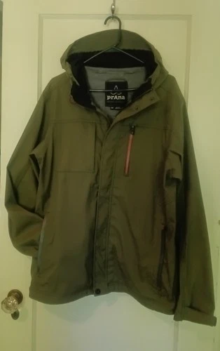 PrAna Zion Jacket Mens L Green Wind Rain Resistant Performance Outdoor Hooded - product listing photo