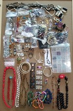 Mixed Lot of Jewelry Making Supplies, Beads, Broken Bits, Pendants, Parts