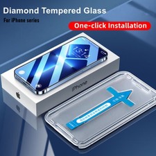 Easy Fit Tool Screen Protector Full Tempered Glass For iPhone 15 14 Plus Pro Max