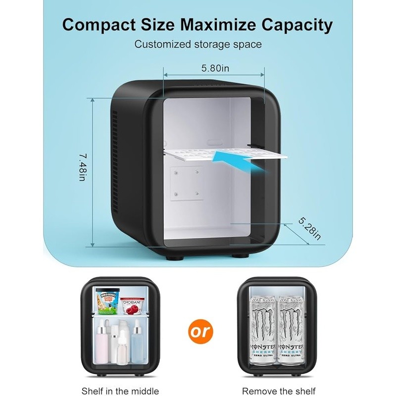 Mini Fridge 4L Cooling Heating Ultra Quiet Portable Home Car Skincare Essentials thumbnail 9