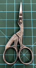 Stork Embroidery Sewing Scissors Ornate Bird Handle Pointed Craft Thread Snips