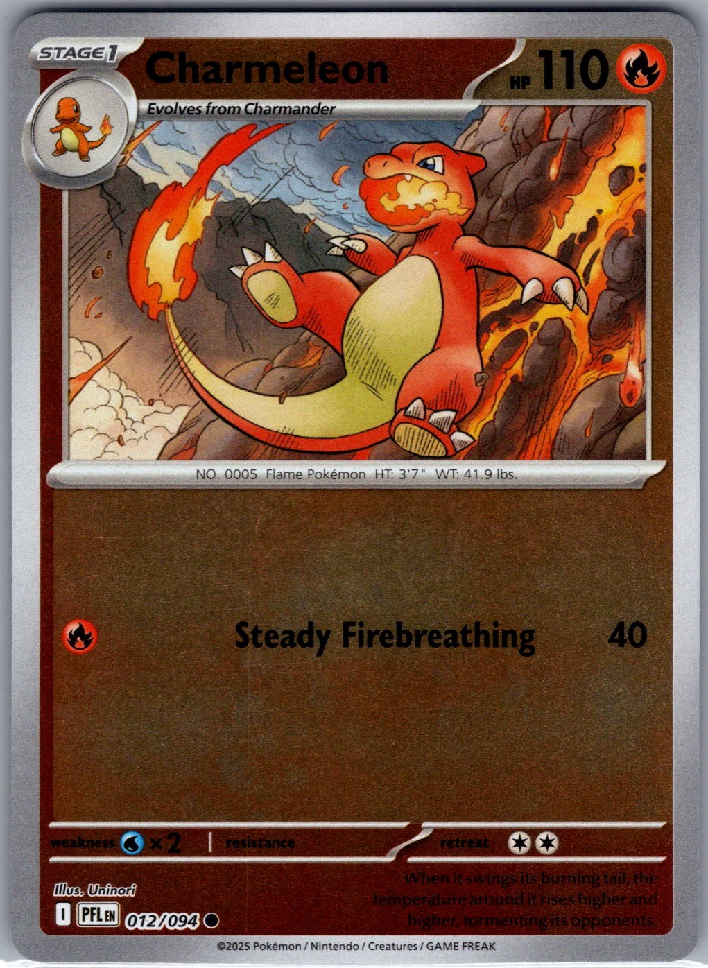 Charmeleon Reverse Holofoil Common ME02: Phantasmal Flames 012/094 NM