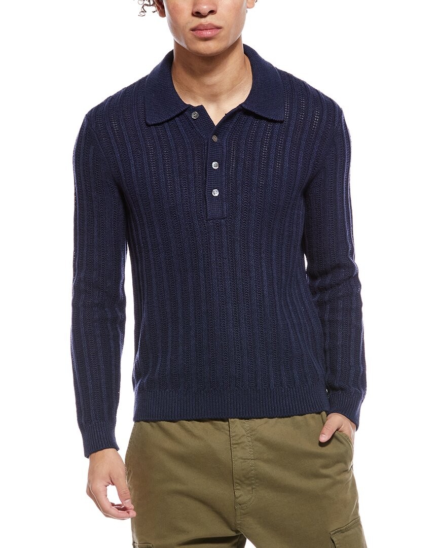 Todd Snyder Night Cap Linen-Blend Polo Sweater Mens Navy Xs 25090₽