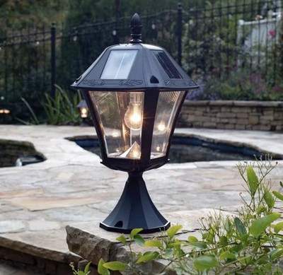 GAMA SONIC Baytown II Bulb Black Outdoor Solar Weather Resistant LED Landscape