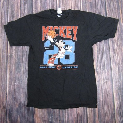 Disney Mickey Mouse Shirt Mens Small Black Basketball 28 Jump Shot Champion Tee