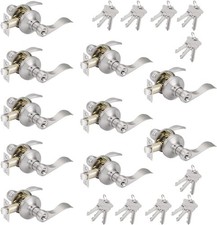 10 Pack Keyed Alike Entry Levers Wave Style Satin Nickel Entry Locksets Exterior