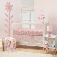 Lambs  Ivy Daisy Dreams 3-Piece Crib Bedding Set - Pink, White, Modern, Garden