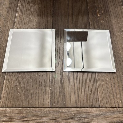 Lot of 2 Glass Tabletop Display Mirrors. 5  X 5  With Beveled Edge.