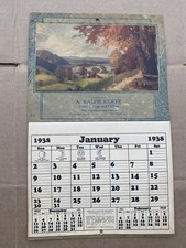 1938 Wall Calendar - A. Ralph Kurtz Poultry & Eggs Vintage Gap PA Advertising