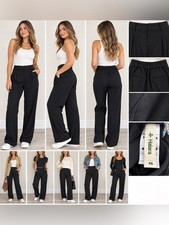 Halara Black High Waisted Pleated Straight Leg Pants XS Tall