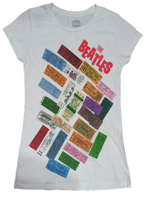 2013 Apple Corps The Beatles Stacked Concert Tickets Girls Medium T-Shirt