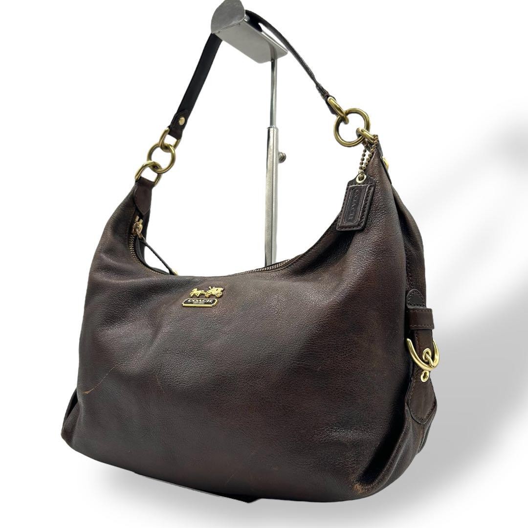 Coach 14304 Brown Leather One Shoulder Bag 14.5x9x4in Carrier Logo