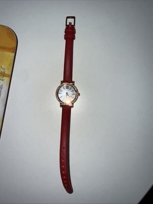 MK 2850 Women s Quartz Watch Red Leather Band NEEDS NEW BATTERY