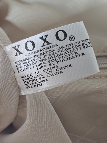 Borsa a tracolla vintage XOXO borsetta tela crema/abbronzatura come chiusura a cuore Y2K NOS leggi - Foto 13 di 18