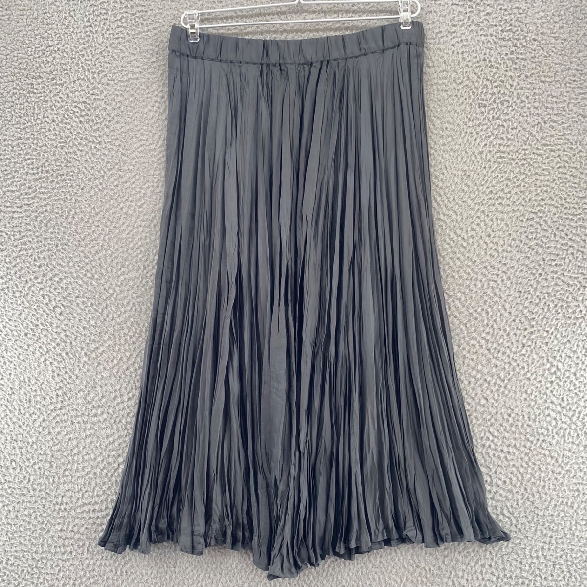 J Jill Skirt Womens Extra Small Gray Solstice Pleated Satin Midi