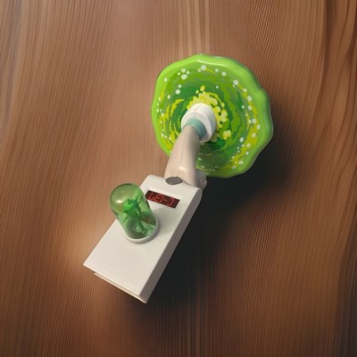 Rick and Morty Portal Gun batteriebetrieben, Kunststoff, Grün/Grau/Weiß