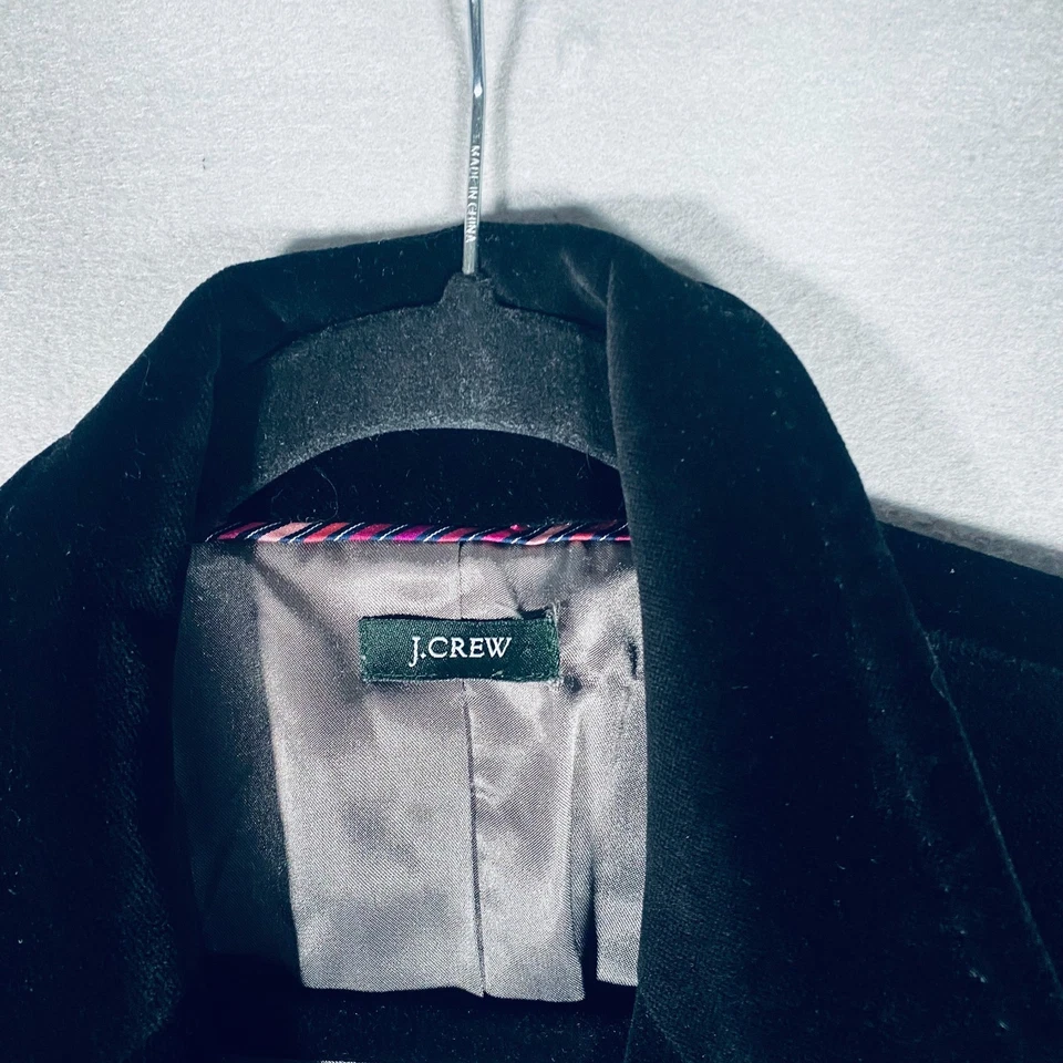 Blazer feminino J Crew veludo M preto peito único jaqueta Academia - Imagem 4 de 4