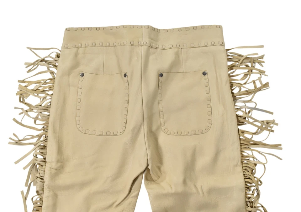 Pantalones Ralph Lauren Etiqueta Púrpura Vintage Cuero Western Flecos Nuevos $3998 Foto 4 de 4