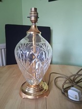 Large BHS Vintage Cut Glass And Brass Table Lamp