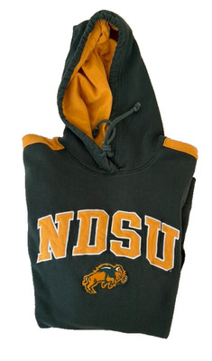 NDSU Bison Hoodie Men's XL Green/Yellow Hoodie Sweatshirt Embroidered Champion