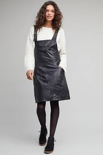 Women's Genuine Soft Real Leather Dress Black Danger Evening Party Wear 