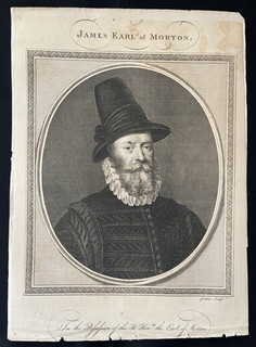 Antique James Earl of Morton Engraving Portrait – 18th C Scottish Noble Print